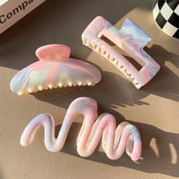 3Pcs/1Pc Candy Color Claw Clip - Extra Hold Hair Clamp For Thick Hair,Summer Cute Crinkle Clip For Girls, Sweet Hair Accessories