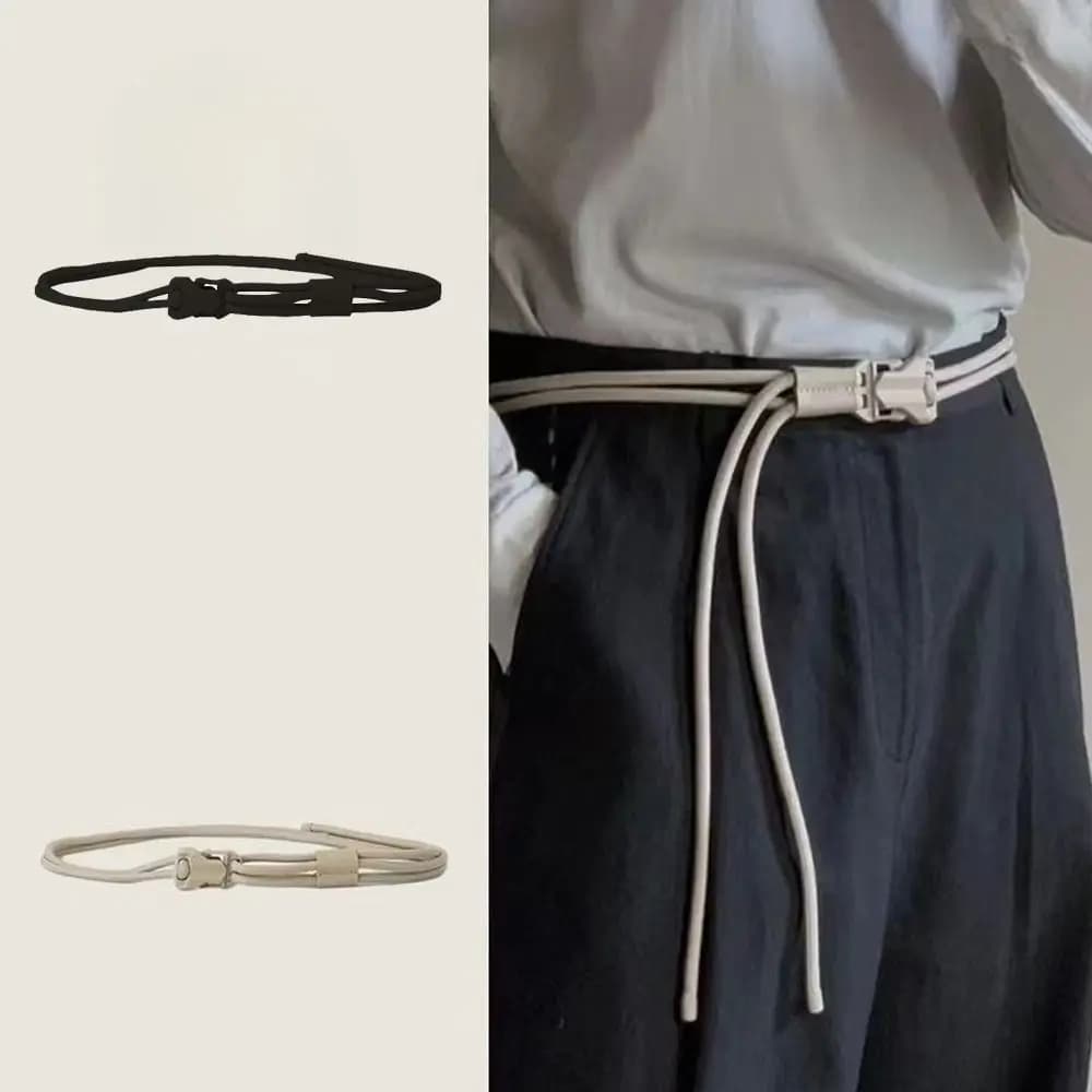 Trend Quick Release Snap Buckle Double Rope Belt Luxury Design Versatile Braided Rope Belt Student Jeans Pants Belt