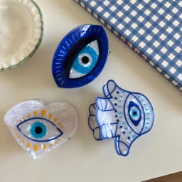 1pc New Devil's Eye Hair Clip Retro Blue Eyes Fatima's Palm Grip Halloween Evil Eye Headpiece