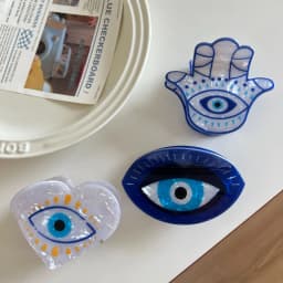 1pc New Devil's Eye Hair Clip Retro Blue Eyes Fatima's Palm Grip Halloween Evil Eye Headpiece