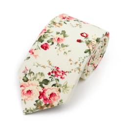 New Men's 7.5cm Tie Cotton Beautiful Elegant Pink Green Flower Leaves Necktie Wedding Party Daily Suit Shirt Accessory Gift
