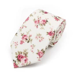 New Men's 7.5cm Tie Cotton Beautiful Elegant Pink Green Flower Leaves Necktie Wedding Party Daily Suit Shirt Accessory Gift