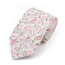 New Men's 7.5cm Tie Cotton Beautiful Elegant Pink Green Flower Leaves Necktie Wedding Party Daily Suit Shirt Accessory Gift