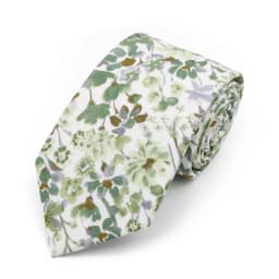 New Men's 7.5cm Tie Cotton Beautiful Elegant Pink Green Flower Leaves Necktie Wedding Party Daily Suit Shirt Accessory Gift