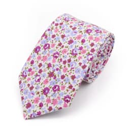 New Men's 7.5cm Tie Cotton Beautiful Elegant Pink Green Flower Leaves Necktie Wedding Party Daily Suit Shirt Accessory Gift