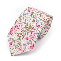 New Men's 7.5cm Tie Cotton Beautiful Elegant Pink Green Flower Leaves Necktie Wedding Party Daily Suit Shirt Accessory Gift