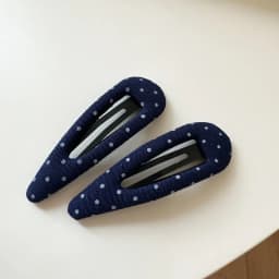 Vintage Korean Hair Clip Navy Blue Polka Dot Fabric Hairpin Handmade No Damage Hair Accessories for Women Hair Clips for Girls