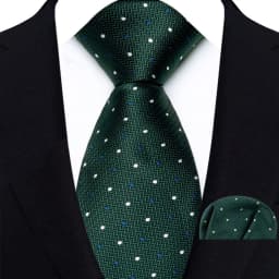New Design Green Brown Red Necktie Set Polyester Pocket Square Tie Set Classic Polka Dot Tie For Men Daily Wear Shirt Accessor