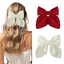 1/2/3/4/5pcs Girls Fashion Colors Short Bow Hair Clips, Soft Classic-Tailed Bow Hairpins, Vintage Metal Hair Clip Silk Headband