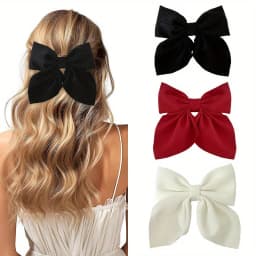 1/2/3/4/5pcs Girls Fashion Colors Short Bow Hair Clips, Soft Classic-Tailed Bow Hairpins, Vintage Metal Hair Clip Silk Headband