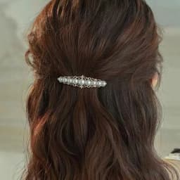 White Moonlight Elegant French Spring Clip Vintage Exquisite Half-Tied Hair Clip Small Horizontal Hairpin Clip Hair Accessories