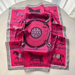 Women Square Scarf Silk Imitation Luxury Design Neckerchief Bandana Foulard Lady Shawl Scarves Wrap Head Hair Band Ties