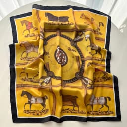 Women Square Scarf Silk Imitation Luxury Design Neckerchief Bandana Foulard Lady Shawl Scarves Wrap Head Hair Band Ties