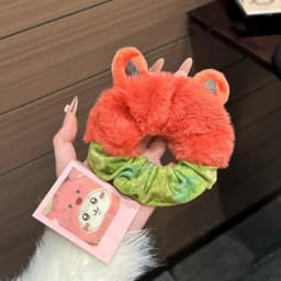 1/2PC Crazy Animal City Theme Plush Scrunchie Set, Fox Rabbit Hair Ties, Cute Cartoon Hair Accessories, Stylish Party Hair Decor