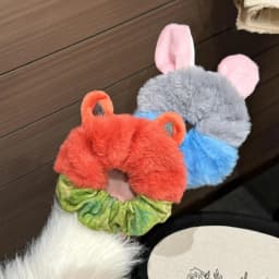 1/2PC Crazy Animal City Theme Plush Scrunchie Set, Fox Rabbit Hair Ties, Cute Cartoon Hair Accessories, Stylish Party Hair Decor