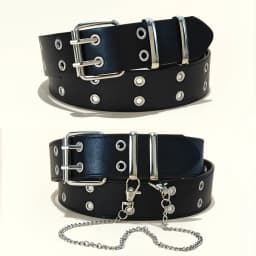 Star Eye Rivet Belt Gothic Style Double Pin Buckle Man/woman Fashion Casual Punk Style Pu Leather Waistband for Jeans Y2K Belt