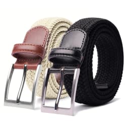 2 Pack Braided Elastic Belt Woven Stretch Belts for Men Women Casual Pants Jeans Golf Shirts