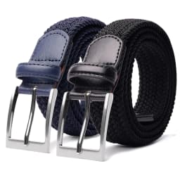 2 Pack Braided Elastic Belt Woven Stretch Belts for Men Women Casual Pants Jeans Golf Shirts