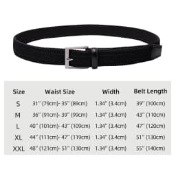 2 Pack Braided Elastic Belt Woven Stretch Belts for Men Women Casual Pants Jeans Golf Shirts