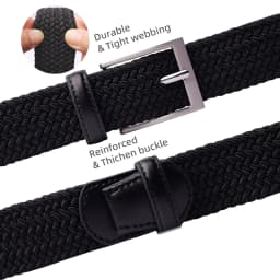 2 Pack Braided Elastic Belt Woven Stretch Belts for Men Women Casual Pants Jeans Golf Shirts