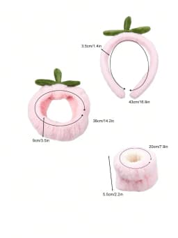 4Pcs Pink Strawberry Face Wash Skincare Hair Bands for Women Girls Cute Soft Makeup Headband Basic Utility Hair Accessories