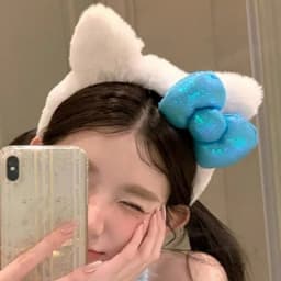 1PC Cat Ear Plush Hair Band, Casual Photo Hair Accessory, Hair Band with Bowknot, Polyester Material, Suitable for Winter (Fit F