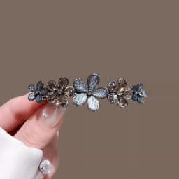 Elegant Crystal Flower Hairpin Spring Clip High-end Women's Back of Head Half-tied Hair Clip Girls Korean Style Hair Accessories