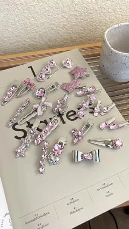 Fashion Pink Series Hair Clip New Korean Style Heart Rhinestones Side Bangs Sweet Cool Exquisite Metal Hair Clip Accessories