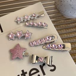 Fashion Pink Series Hair Clip New Korean Style Heart Rhinestones Side Bangs Sweet Cool Exquisite Metal Hair Clip Accessories