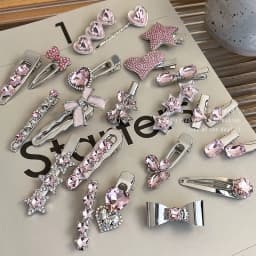 Fashion Pink Series Hair Clip New Korean Style Heart Rhinestones Side Bangs Sweet Cool Exquisite Metal Hair Clip Accessories