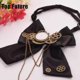 Women Men Steampunk Halloween Lolita Retro Bow Tie Clock Chain Gear Bow Tie Punk Y2K Girl Necktie Accessories Goth Tie
