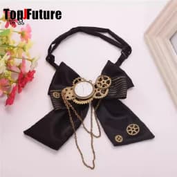 Women Men Steampunk Halloween Lolita Retro Bow Tie Clock Chain Gear Bow Tie Punk Y2K Girl Necktie Accessories Goth Tie