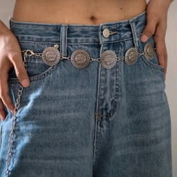 Fashion Metal Chain Belt for Women Cowgirl Western Country Carved Hat Chain Belts Adjustable Belt for Sweaters Dresses Jeans