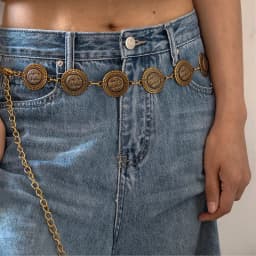 Fashion Metal Chain Belt for Women Cowgirl Western Country Carved Hat Chain Belts Adjustable Belt for Sweaters Dresses Jeans