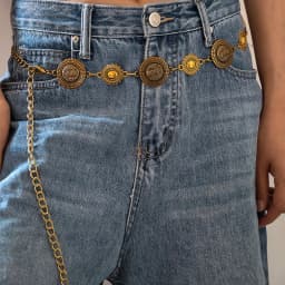 Fashion Metal Chain Belt for Women Cowgirl Western Country Carved Hat Chain Belts Adjustable Belt for Sweaters Dresses Jeans