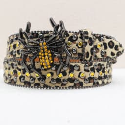 New Leopard Print Spider Rhinestone Belt, European and American Y2K Hip-Hop Style Jeans Rivet Belt, Big Spider Buckle Belt