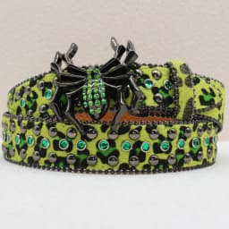 New Leopard Print Spider Rhinestone Belt, European and American Y2K Hip-Hop Style Jeans Rivet Belt, Big Spider Buckle Belt