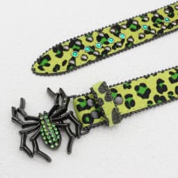 New Leopard Print Spider Rhinestone Belt, European and American Y2K Hip-Hop Style Jeans Rivet Belt, Big Spider Buckle Belt