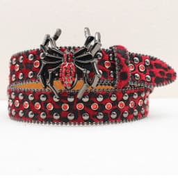 New Leopard Print Spider Rhinestone Belt, European and American Y2K Hip-Hop Style Jeans Rivet Belt, Big Spider Buckle Belt
