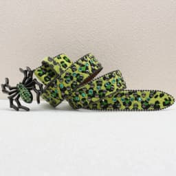 New Leopard Print Spider Rhinestone Belt, European and American Y2K Hip-Hop Style Jeans Rivet Belt, Big Spider Buckle Belt