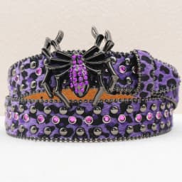 New Leopard Print Spider Rhinestone Belt, European and American Y2K Hip-Hop Style Jeans Rivet Belt, Big Spider Buckle Belt