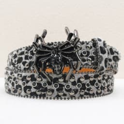 New Leopard Print Spider Rhinestone Belt, European and American Y2K Hip-Hop Style Jeans Rivet Belt, Big Spider Buckle Belt