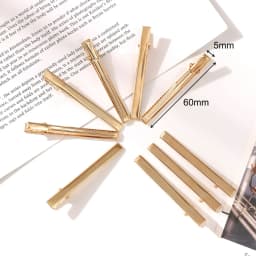 100Pcs 6cm Single Prong Alligator Hair Clips Duckbill Hair Barrettes Hairpins Base for DIY Hair Accessories Silver Gold Color