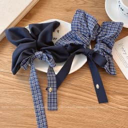 Korean Vintage Square Plaid Bow Ribbon Scrunchie For Women Girls Sweet Hair Ornament Hair Band Hair Tie Fashion Hair Accessories