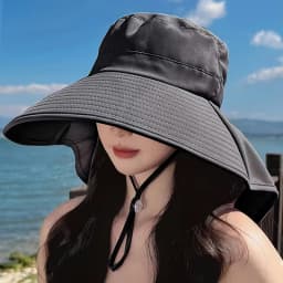 New Summer Ponytail Hat with Large Brim Sun Visor Women's Neck Protection Fisherman's Hat Outdoor Hat