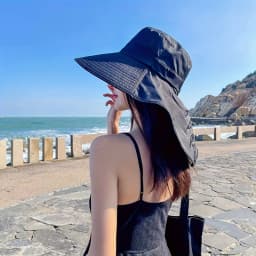 New Summer Ponytail Hat with Large Brim Sun Visor Women's Neck Protection Fisherman's Hat Outdoor Hat