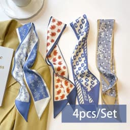 2-6pcs/set Series Silk Satin Scarf Women Cloth Hair Bands Headdress Accessories Lady Scarves Ribbon Neck Ties for Bag Handle