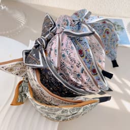 Retro Bohemian Bandanna Bow Rabbit Ear Headband for Women Floral Paisley Wide Hoop Turban Hair Band Hair Styling Accessories