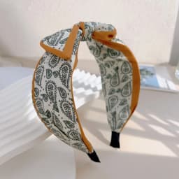 Retro Bohemian Bandanna Bow Rabbit Ear Headband for Women Floral Paisley Wide Hoop Turban Hair Band Hair Styling Accessories