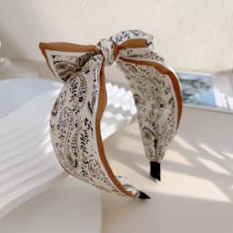 Retro Bohemian Bandanna Bow Rabbit Ear Headband for Women Floral Paisley Wide Hoop Turban Hair Band Hair Styling Accessories
